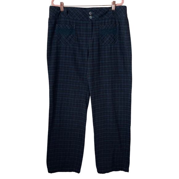 Sundance Pants Womens Large Blue Plaid Flannel Straight Leg Preppy Academia - Picture 1 of 11